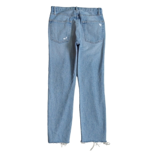 Frame Le Original Harrah Distressed High Rise Straight Leg Cropped Jeans - Picture 3 of 12